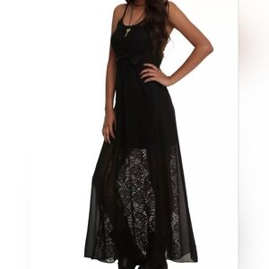 Hot Topic Midnight Hour Crochet Skull Maxi Dress